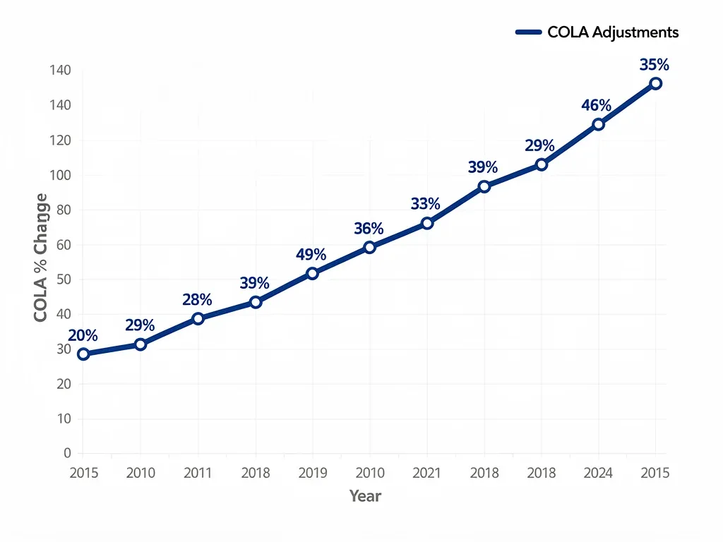 Historical COLA adjustment percentage graph