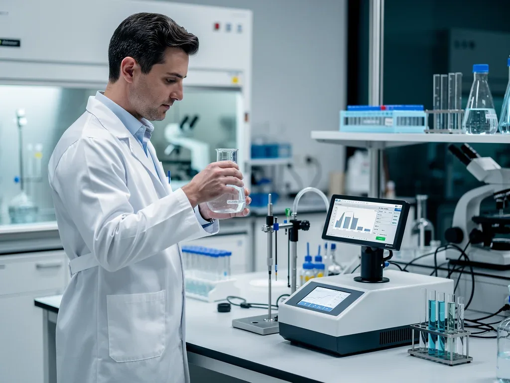 Scientist performing water quality tests in a lab for EPA compliance