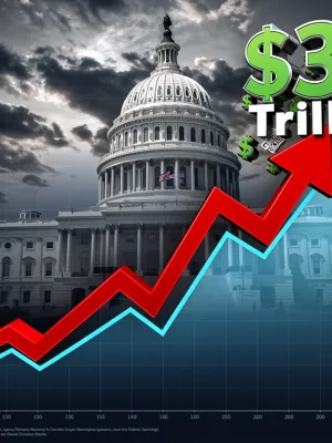 Graph showing rising US national debt affecting federal spending