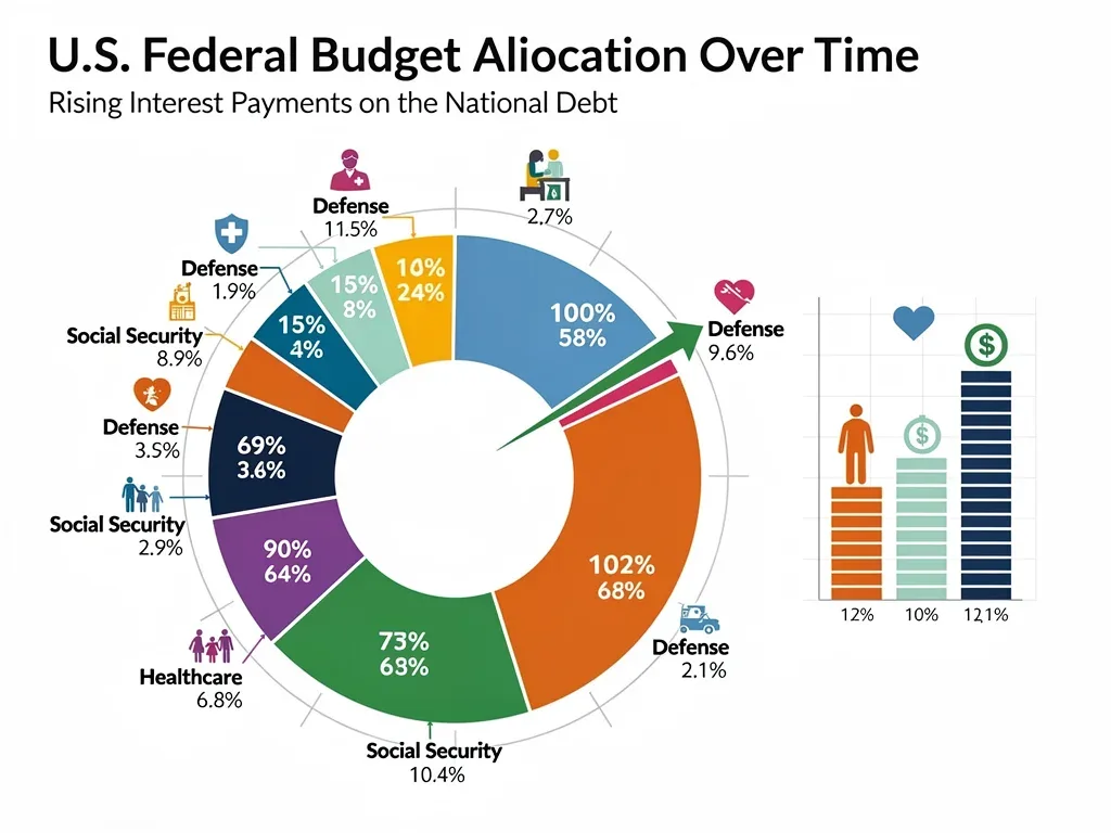 Federal budget allocation with growing interest payments