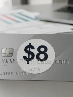 Credit card with $8 late fee cap sticker, representing new CFPB regulation