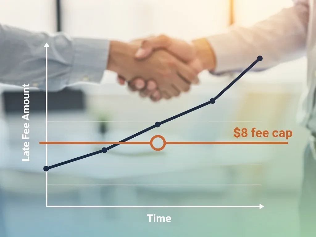 Graph illustrating reduction in credit card late fees due to CFPB cap