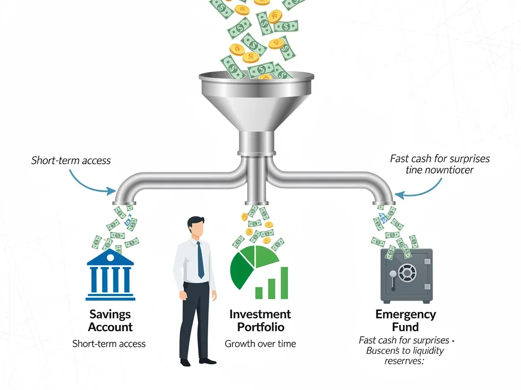 Money flowing into financial instruments and liquidity reserves