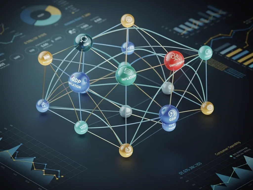 Interconnected economic indicators forming a resilient macroeconomic web