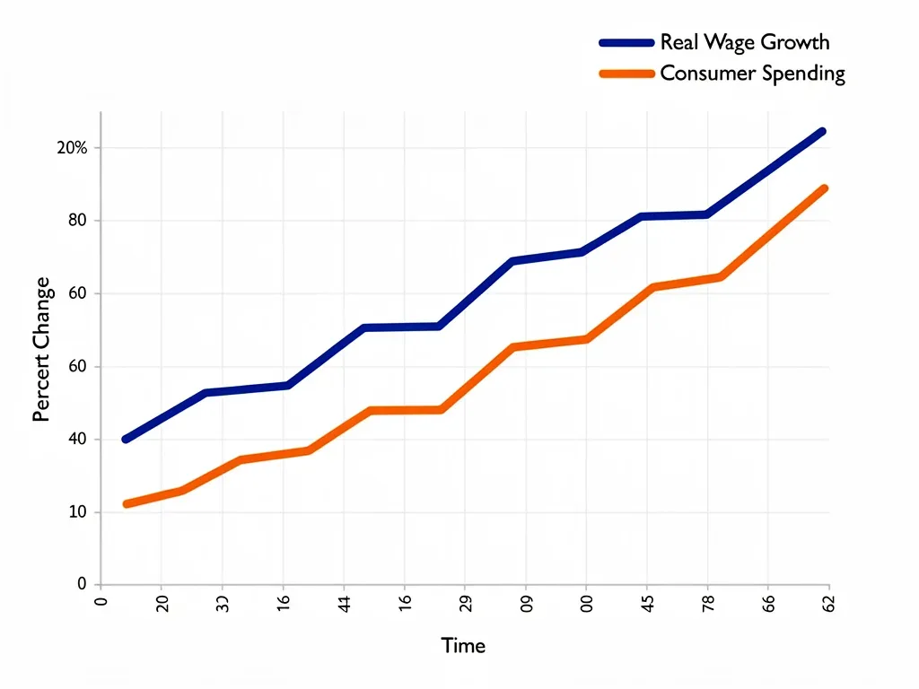 Graph showing real wage growth influencing consumer spending trends