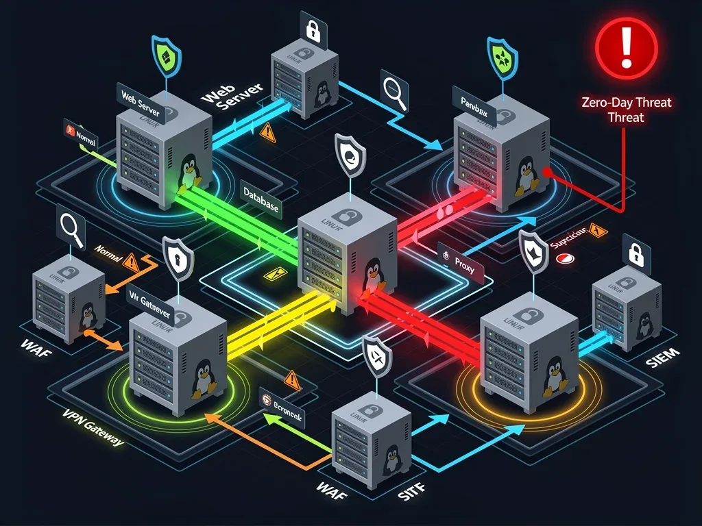 Network architecture with Linux servers under zero-day attack