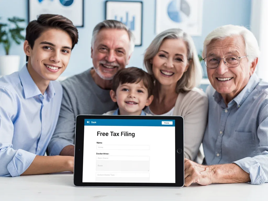 Happy taxpayers using an online tax filing system