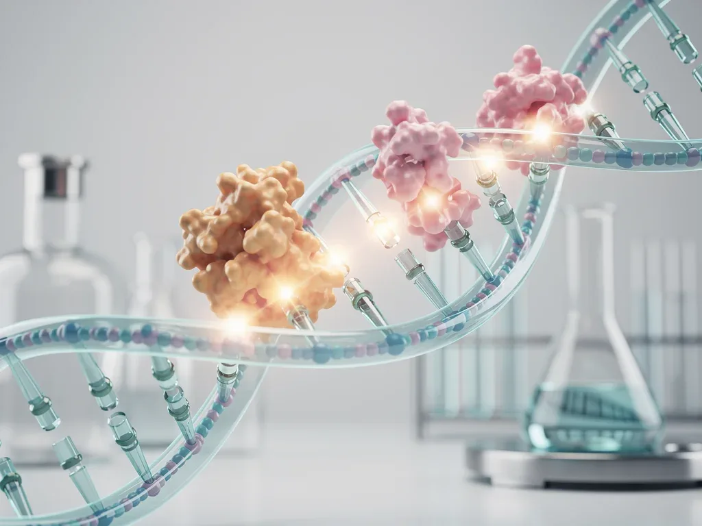 DNA and insulin molecules in gene therapy illustration