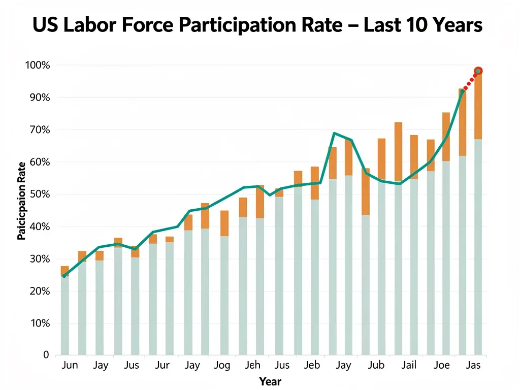 Bar chart showing historical US labor force participation rate trends