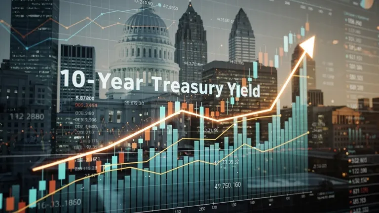 Financial charts showing rising 10-year Treasury yield impacting US capital markets