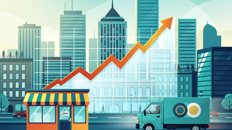 Graph showing rising small business optimism, symbolizing economic growth and increased capital investments.