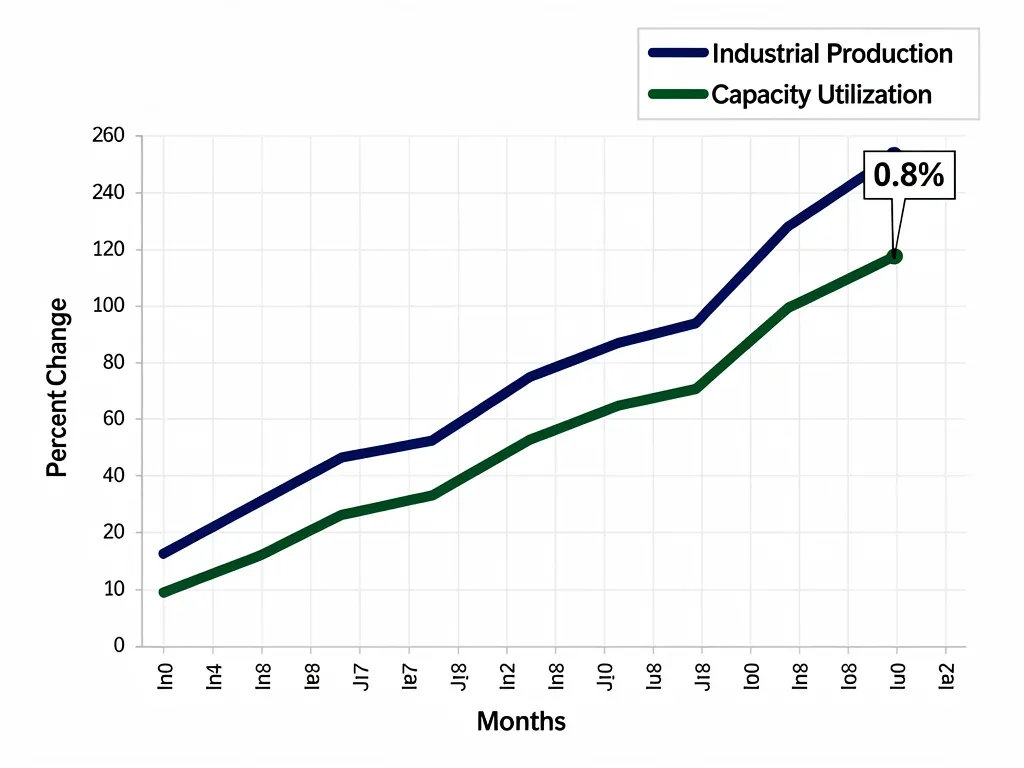 Graph illustrating the upward trend in US industrial production and capacity utilization rates.