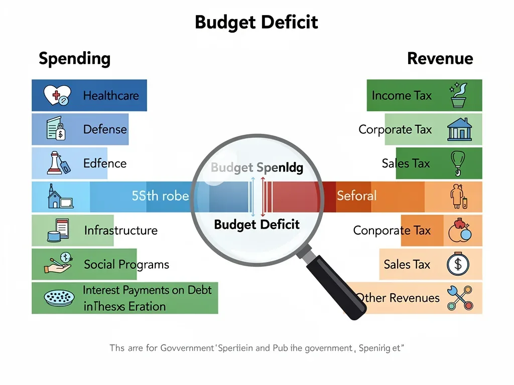 Infographic detailing government spending and revenue contributing to deficit