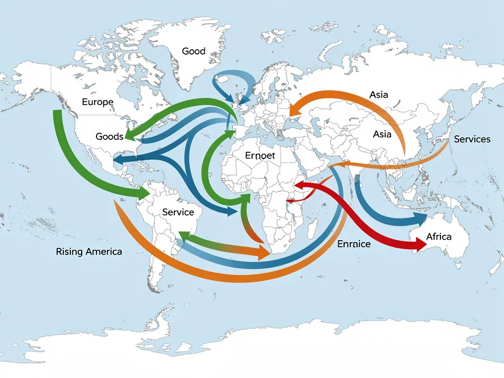 World map showing global trade flows and U.S. export demands.