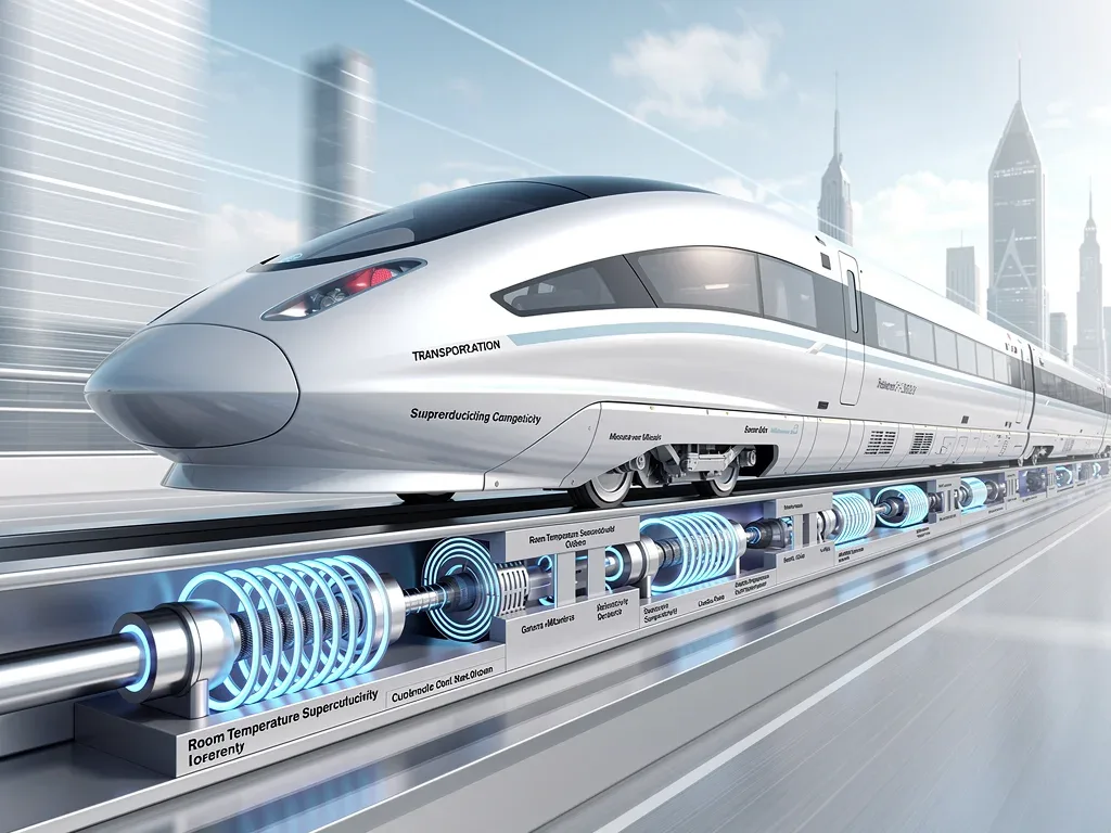 Sleek magnetic levitation train demonstrating superconductor applications.