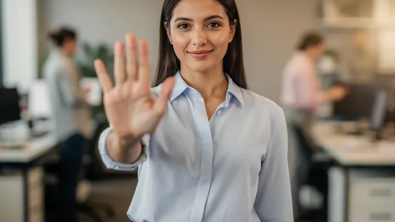 Confident person setting a boundary to protect free time