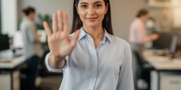 Confident person setting a boundary to protect free time