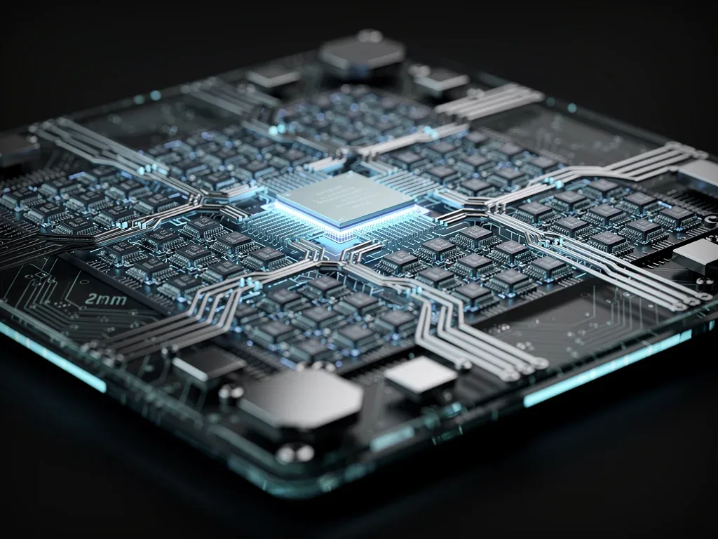 Conceptual rendering of a next-generation smartphone processor with 2nm GAA transistors.