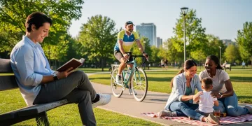 Professionals enjoying leisure, symbolizing the benefits of a 4-day work-life rhythm