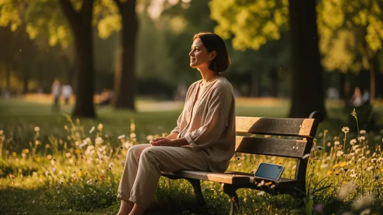 Person enjoying nature, symbolizing mental clarity after a digital detox.