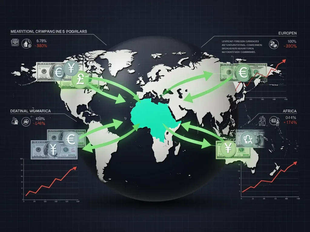 Global economic map showing currency flows and challenges for multinational firms with a strong dollar.