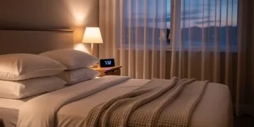 Serene bedroom at dusk, symbolizing restful sleep preparation