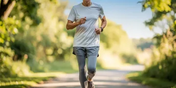 Healthy older adult enjoying a brisk low-impact walk outdoors for longevity benefits.